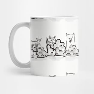 Woodland Animals Black On White Mug